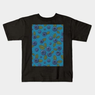 Blueberries on blue Kids T-Shirt